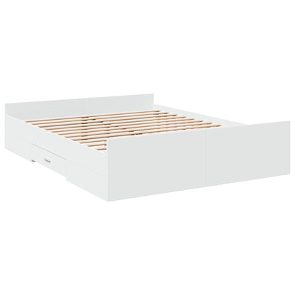vidaXL Bed Frame | White | Engineered wood, Plywood | King Size | Bed Frame