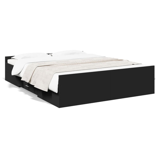 vidaXL Bed Frame | Black | Engineered Wood | King Size | Bed Frame | Rectangular
