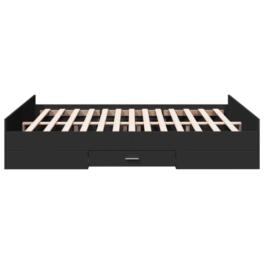 vidaXL Bed Frame | Black | Engineered Wood | King Size | Bed Frame | Rectangular