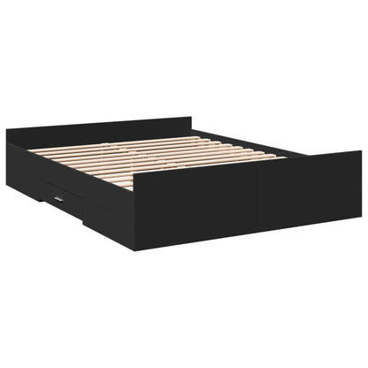 vidaXL Bed Frame | Black | Engineered Wood | King Size | Bed Frame | Rectangular