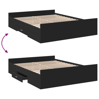 vidaXL Bed Frame | Black | Engineered Wood | King Size | Bed Frame | Rectangular
