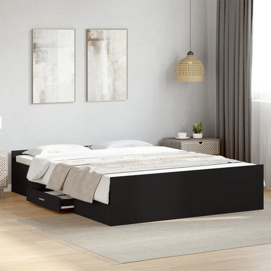 vidaXL Bed Frame | Black | Engineered Wood | King Size | Bed Frame | Rectangular