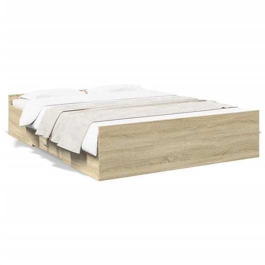 vidaXL Bed Frame | Sonoma Oak | Engineered wood | King | Storage | Bed Frame