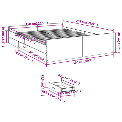 vidaXL Bed Frame with Drawers without Mattress Sonoma Oak 150x200 cm King Size