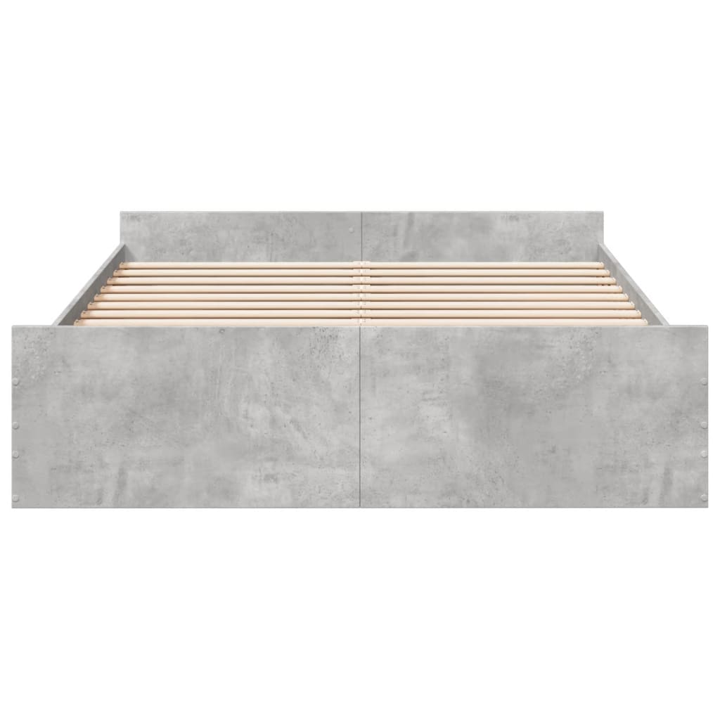vidaXL Bed Frame with Drawers without Mattress Concrete Grey 150x200 cm King Size