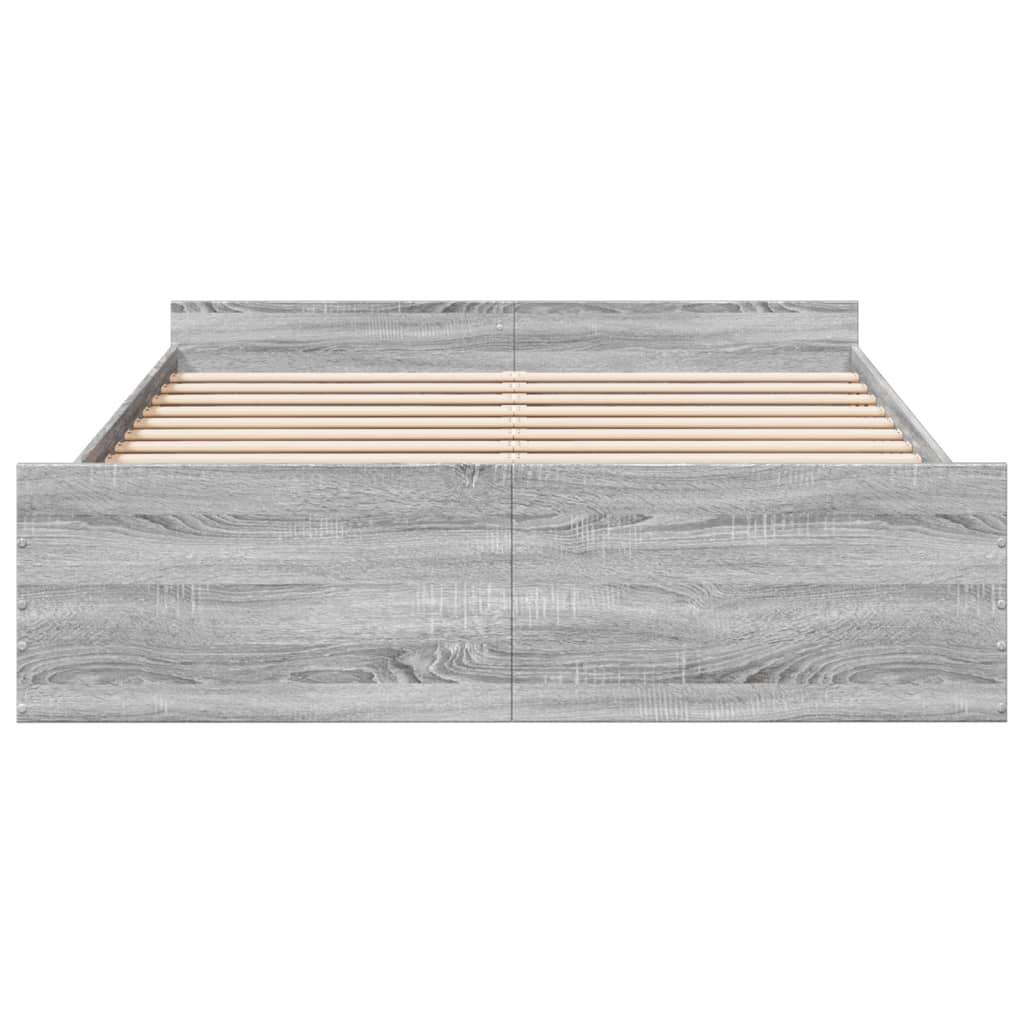 vidaXL Bed Frame with Drawers without Mattress Grey Sonoma 150x200 cm King Size