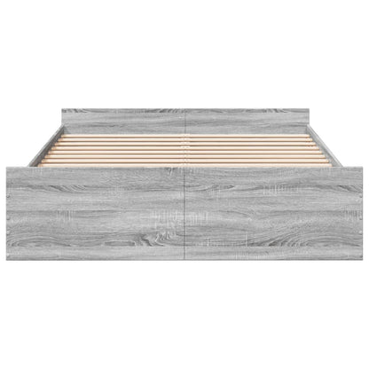 vidaXL Bed Frame with Drawers without Mattress Grey Sonoma 150x200 cm King Size