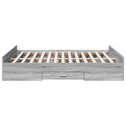 vidaXL Bed Frame with Drawers without Mattress Grey Sonoma 150x200 cm King Size