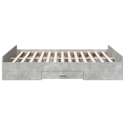 vidaXL Bed Frame with Drawers without Mattress Concrete Grey 140x200 cm