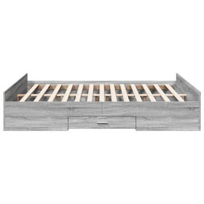 vidaXL Bed Frame with Drawers without Mattress Grey Sonoma 140x200 cm