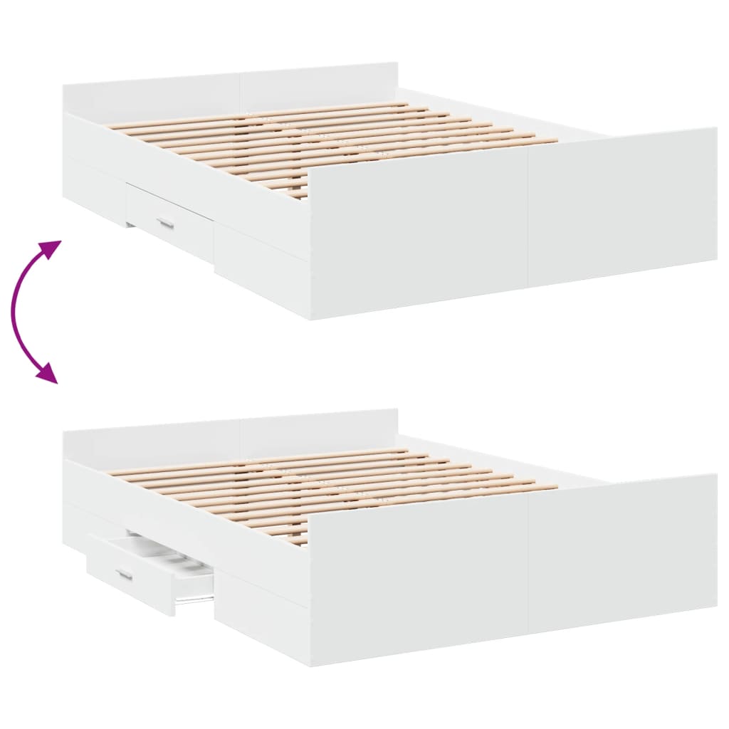 vidaXL Bed Frame with Drawers without Mattress White 120x200 cm