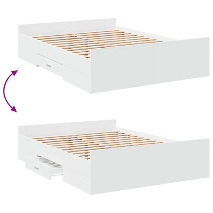 vidaXL Bed Frame with Drawers without Mattress White 120x200 cm