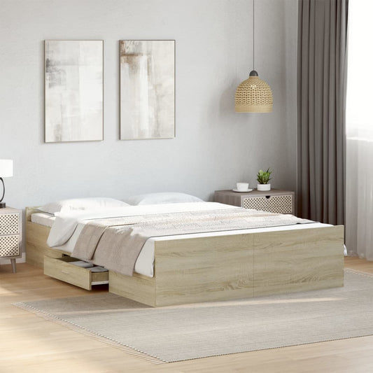vidaXL Bed Frame | Sonoma Oak | Engineered Wood | Double | Bed Frame