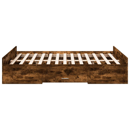 vidaXL Bed Frame with Drawers without Mattress Smoked Oak 140x190 cm