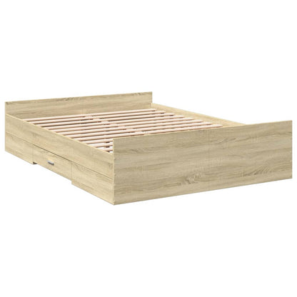vidaXL Bed Frame with Drawers without Mattress Sonoma Oak 135x190 cm Double