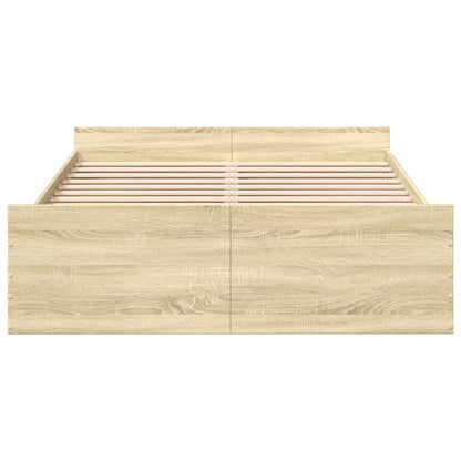 vidaXL Bed Frame with Drawers without Mattress Sonoma Oak 135x190 cm Double