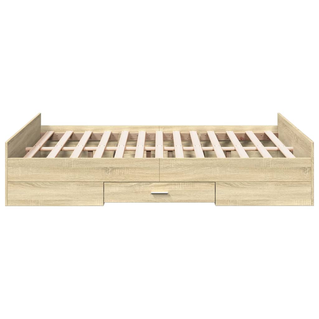vidaXL Bed Frame with Drawers without Mattress Sonoma Oak 135x190 cm Double
