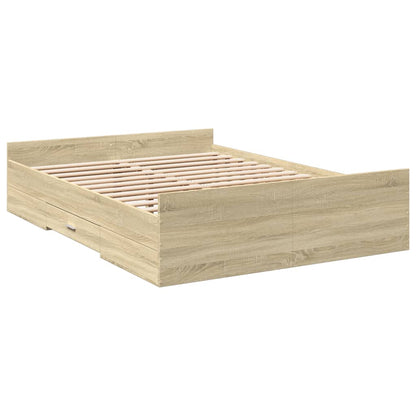 vidaXL Bed Frame with Drawers without Mattress Sonoma Oak 135x190 cm Double