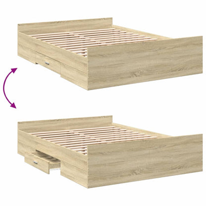vidaXL Bed Frame with Drawers without Mattress Sonoma Oak 135x190 cm Double