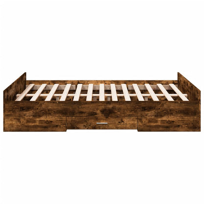 vidaXL Bed Frame with Drawers without Mattress Smoked Oak 135x190 cm Double