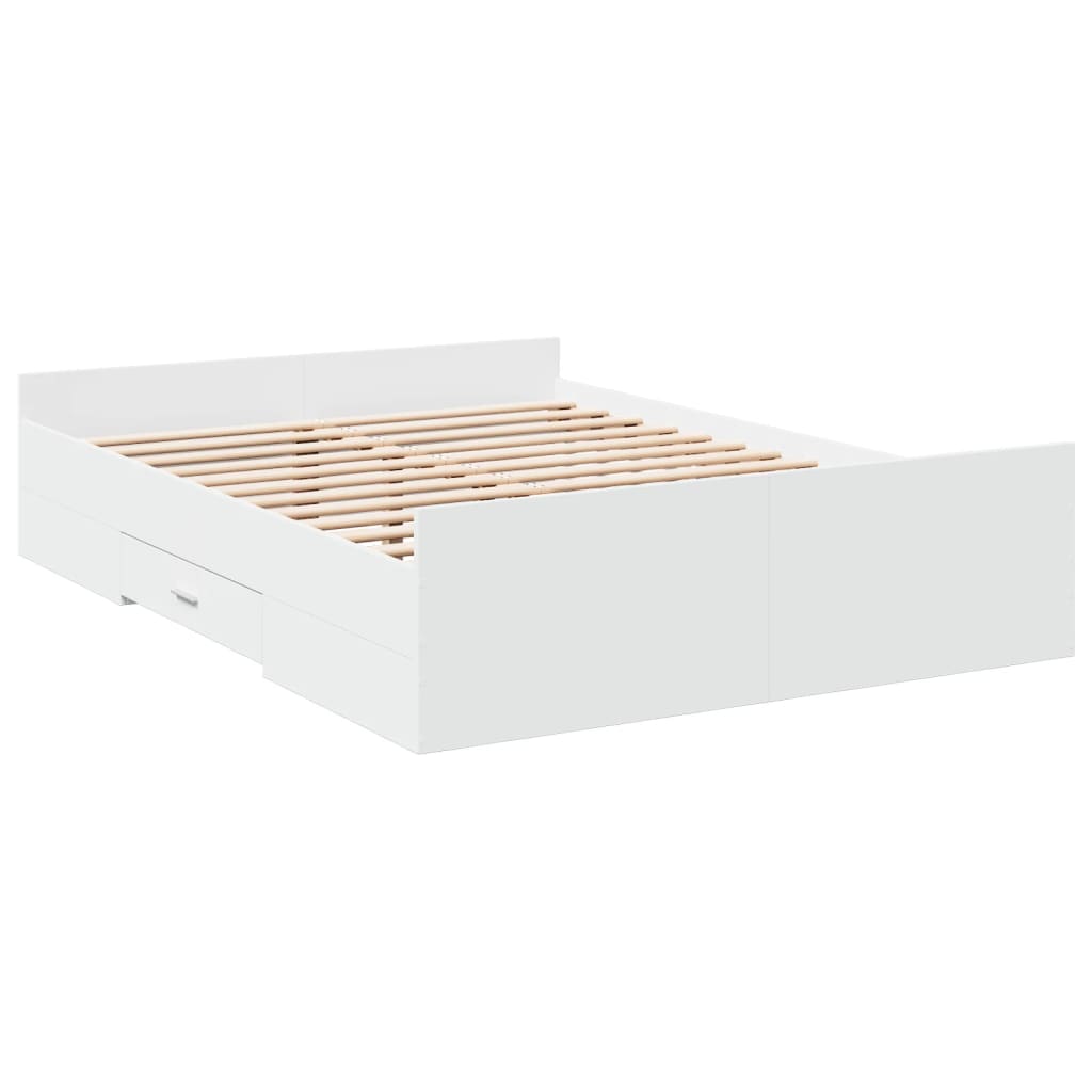 vidaXL Bed Frame with Drawers without Mattress White 120x190 cm Small Double