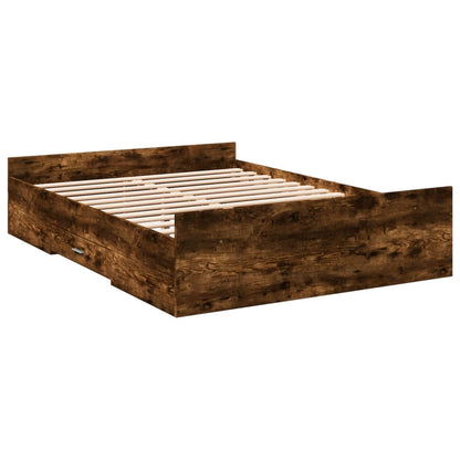 vidaXL Bed Frame with Drawers without Mattress Smoked Oak 120x190 cm Small Double