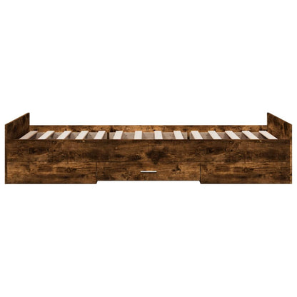 vidaXL Bed Frame with Drawers without Mattress Smoked Oak 100x200 cm