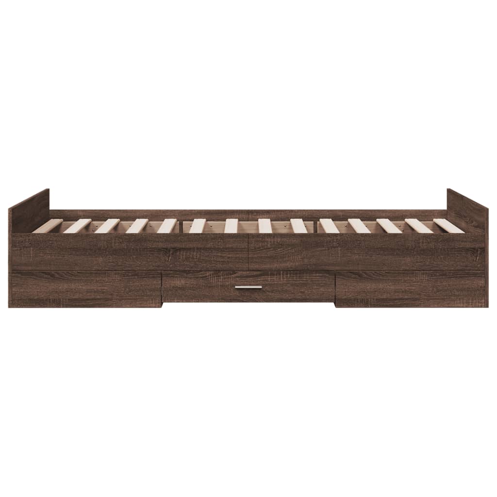 vidaXL Bed Frame | Brown Oak | Engineered Wood | Single | Storage