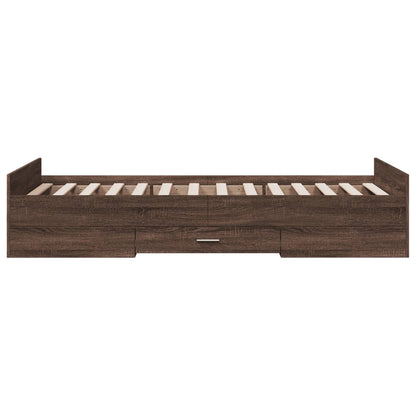 vidaXL Bed Frame | Brown Oak | Engineered Wood | Single | Storage
