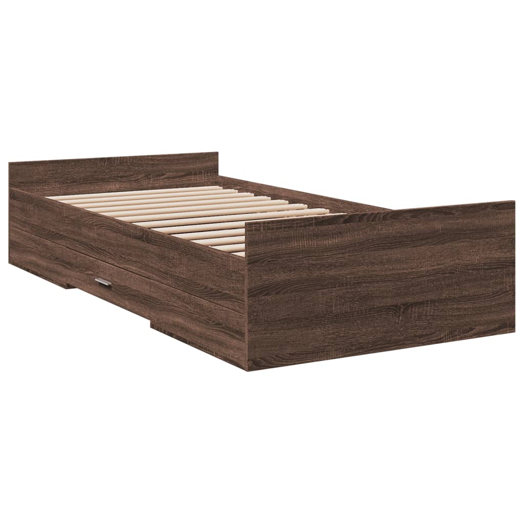 vidaXL Bed Frame | Brown Oak | Engineered Wood | Single | Storage