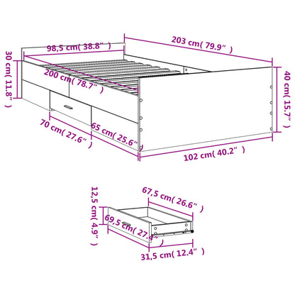 vidaXL Bed Frame | Brown Oak | Engineered Wood | Single | Storage