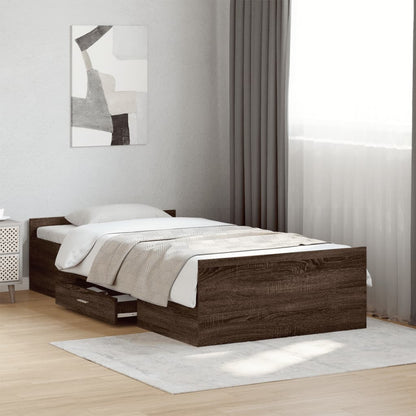 vidaXL Bed Frame | Brown Oak | Engineered Wood | Single | Storage