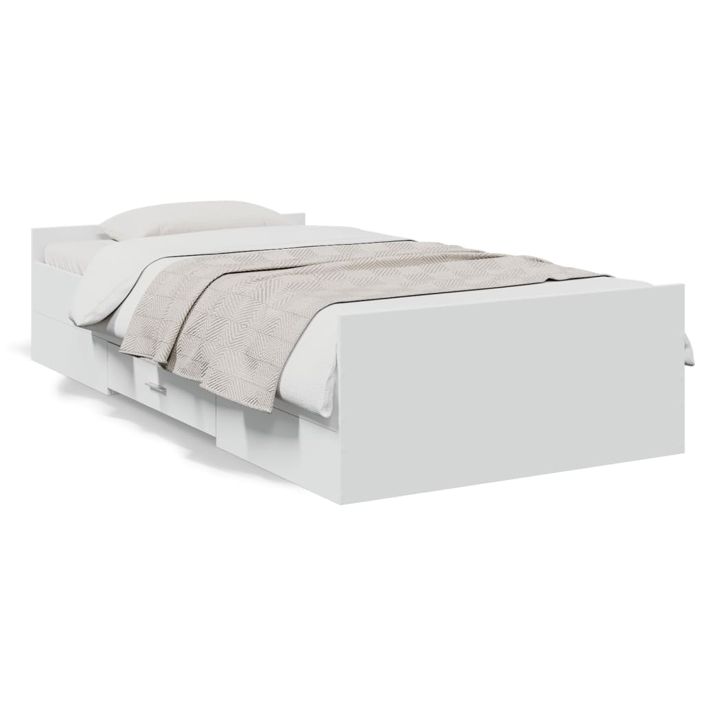 vidaXL Bed Frame with Drawers without Mattress White 90x200 cm