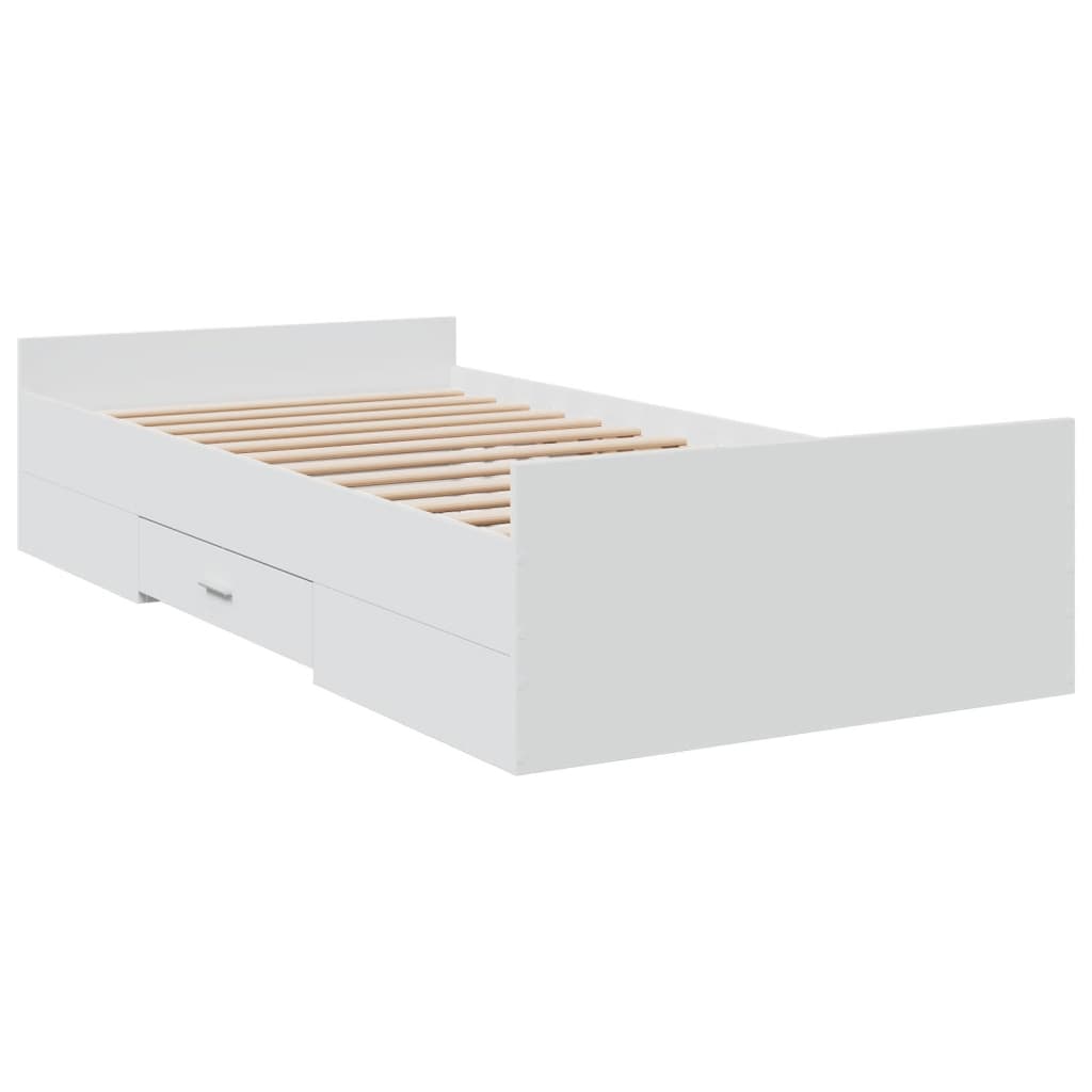 vidaXL Bed Frame with Drawers without Mattress White 90x200 cm