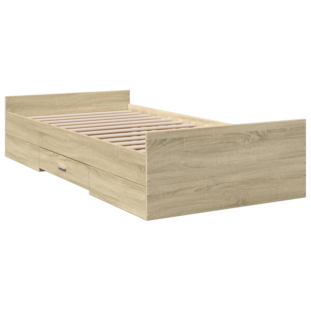 vidaXL Bed Frame with Drawers without Mattress Sonoma Oak 90x200 cm