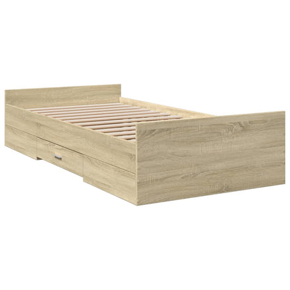 vidaXL Bed Frame with Drawers without Mattress Sonoma Oak 90x200 cm
