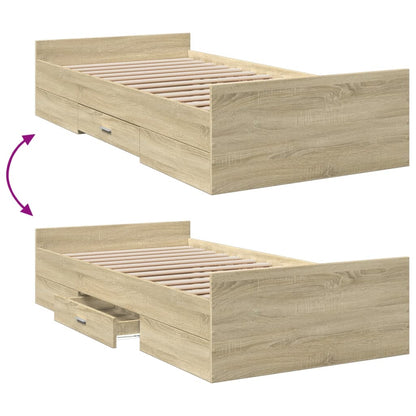 vidaXL Bed Frame with Drawers without Mattress Sonoma Oak 90x200 cm