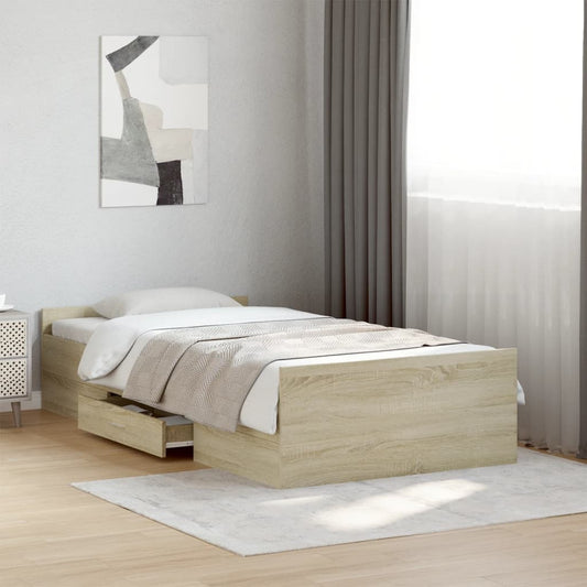 vidaXL Bed Frame with Drawers without Mattress Sonoma Oak 90x200 cm