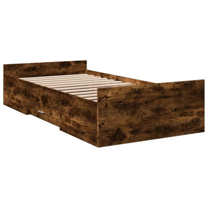 vidaXL Bed Frame with Drawers without Mattress Smoked Oak 90x200 cm