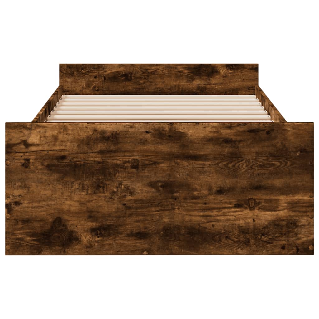vidaXL Bed Frame with Drawers without Mattress Smoked Oak 90x200 cm