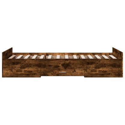 vidaXL Bed Frame with Drawers without Mattress Smoked Oak 90x200 cm