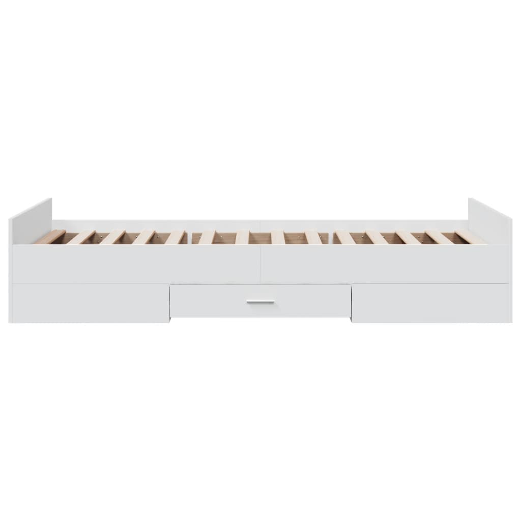 vidaXL Bed Frame with Drawers without Mattress White 90x190 cm Single