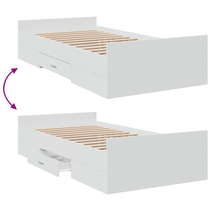 vidaXL Bed Frame with Drawers without Mattress White 90x190 cm Single