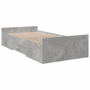 vidaXL Bed Frame with Drawers Concrete Grey 90x190 cm Single Engineered Wood