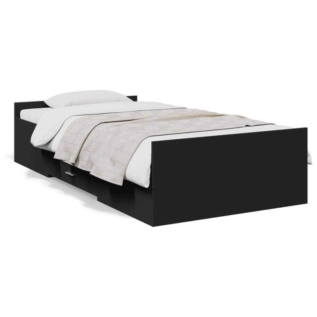 vidaXL Bed Frame | Black | Engineered wood | Small Single | Bed Frame