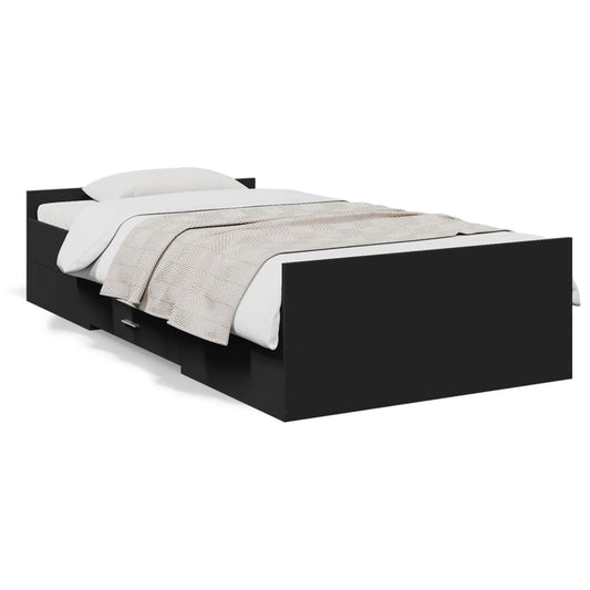 vidaXL Bed Frame | Black | Engineered wood | Small Single | Bed Frame