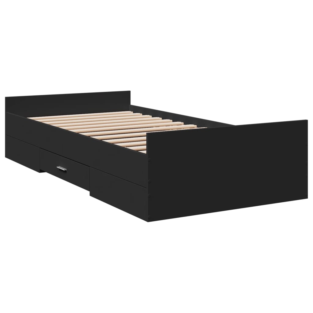 vidaXL Bed Frame | Black | Engineered wood | Small Single | Bed Frame