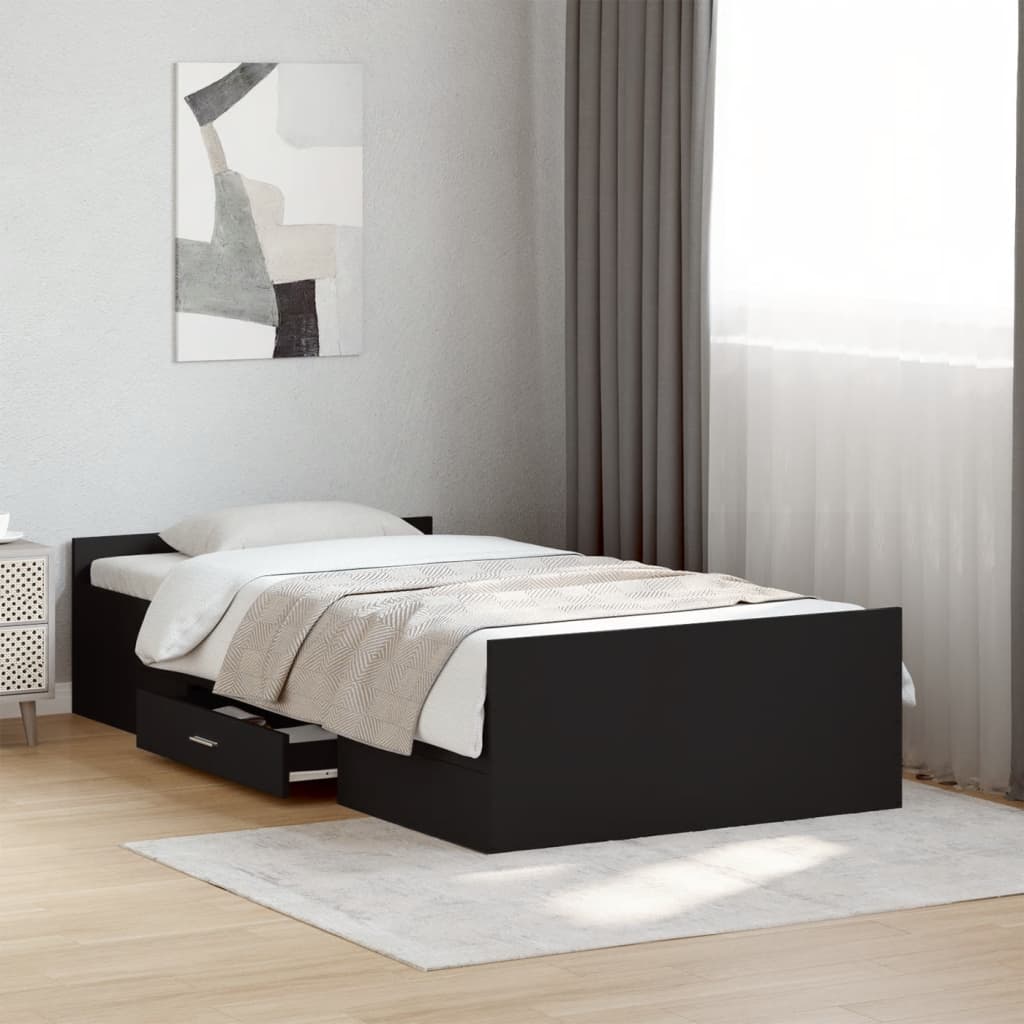 vidaXL Bed Frame | Black | Engineered wood | Small Single | Bed Frame