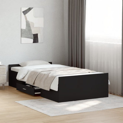 vidaXL Bed Frame | Black | Engineered wood | Small Single | Bed Frame