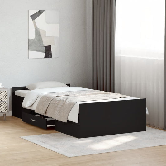 vidaXL Bed Frame | Black | Engineered wood | Small Single | Bed Frame